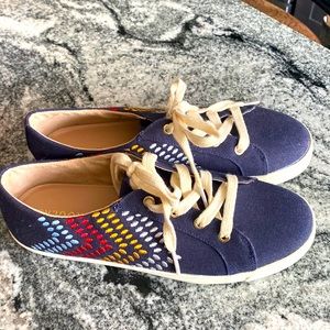 Jack Rogers Women's Luna Lace Up Canvas Sneaker Midnight Navy Blue Arrow US 8.5M